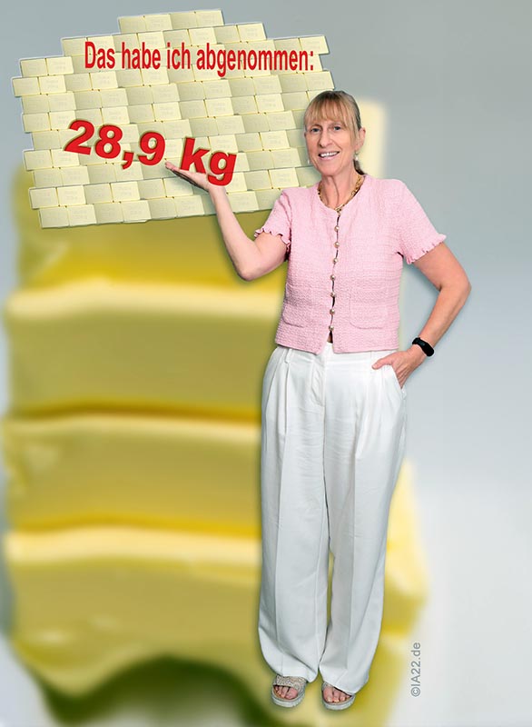 in 8 Monaten: -28,9 kg, davon -21,5 kg Körperfett